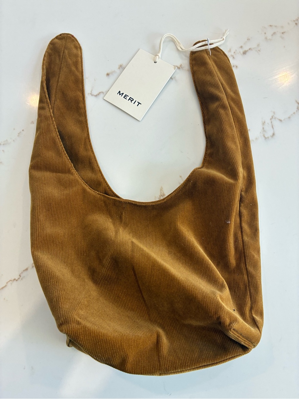 Merit signature makeup Corduroy Hobo Bag in Camel NWT